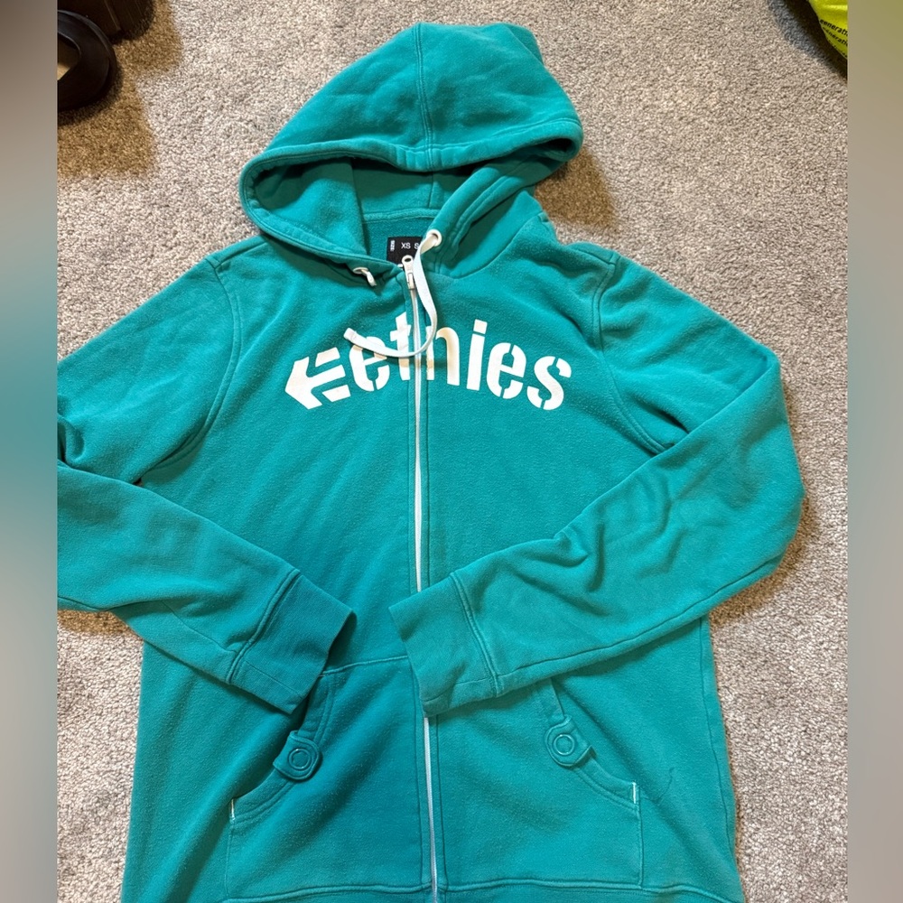 Etnies Teal Zip-Up Hoodie Sweatshirt